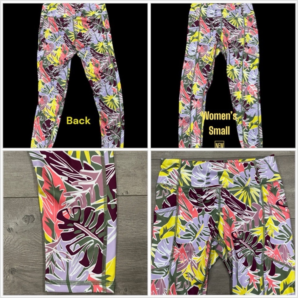 Women's Pro Player Small Capri Pants Leggings Multi Colored Pockets Stretch NWOT